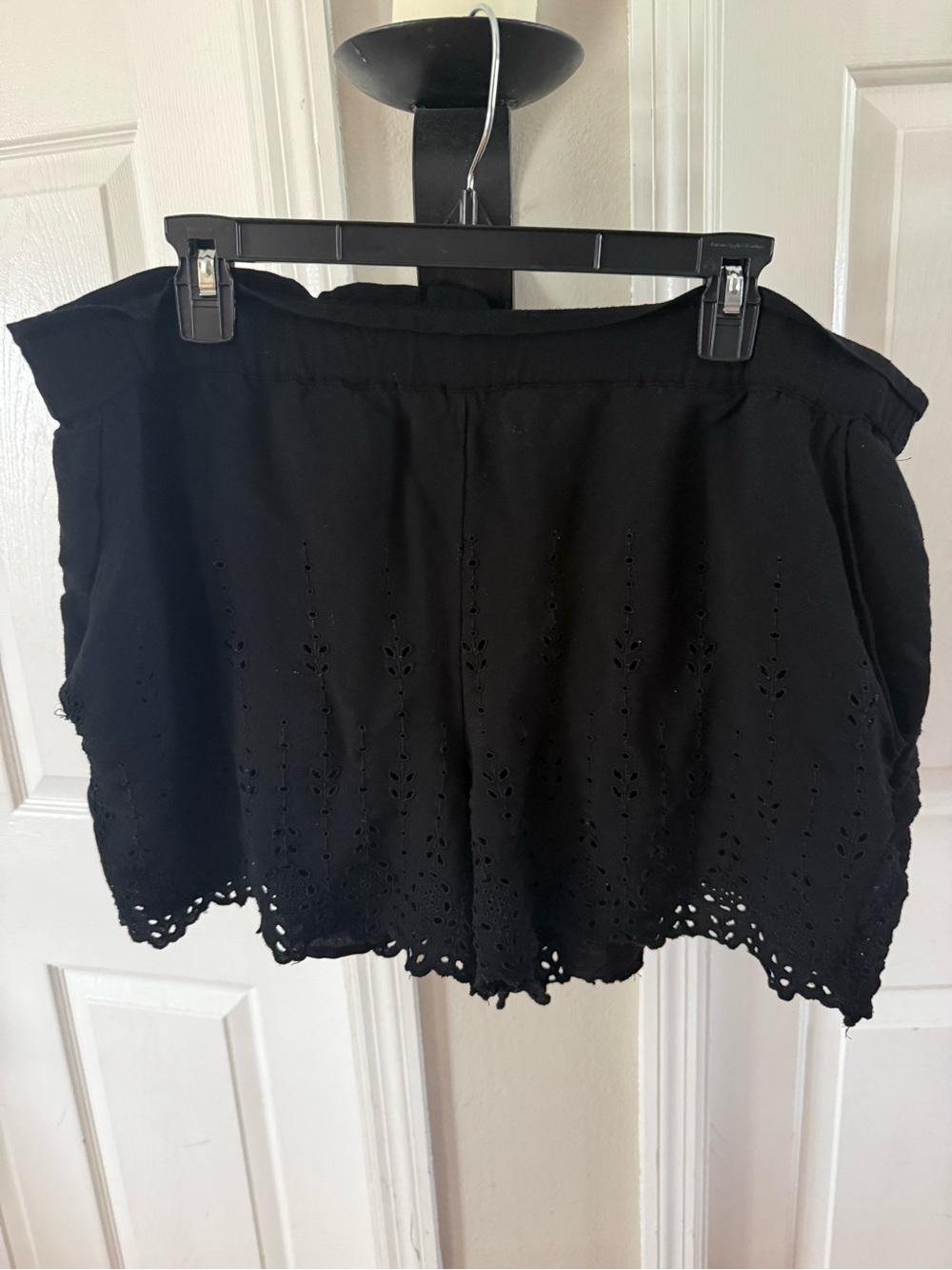 LOFT Black Eyelet Shorts with Scalloped Edge